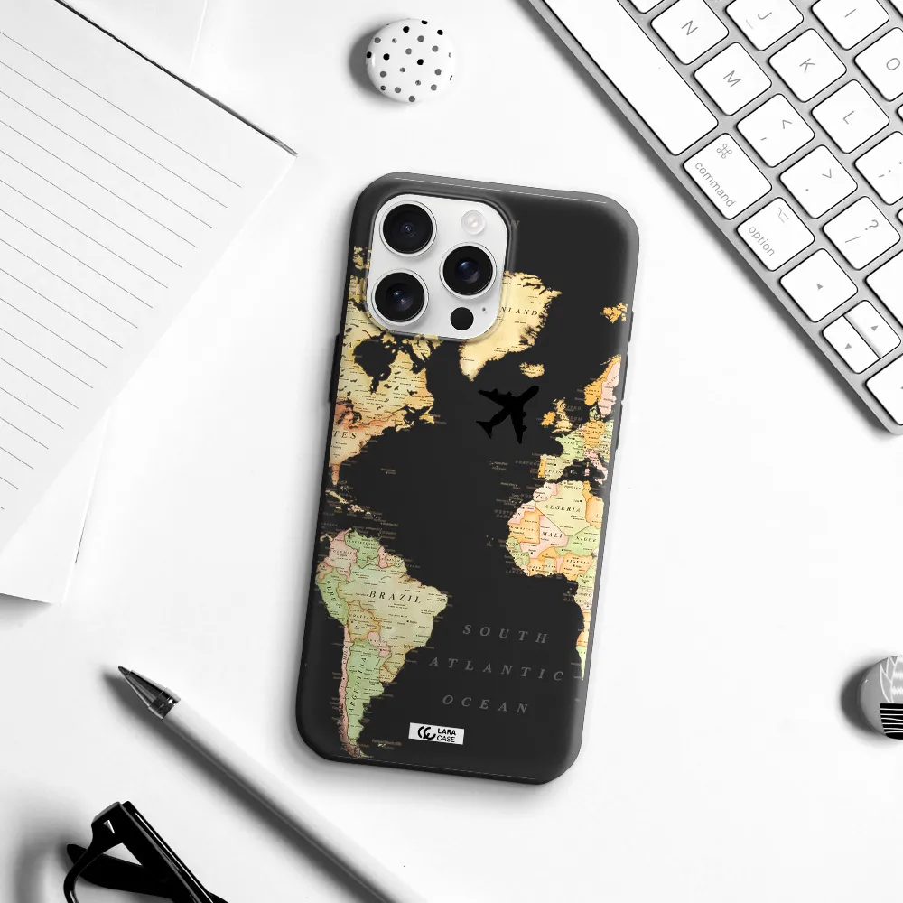 Travel Map Apple Iphone 16 Pro Max Silicone Black Case