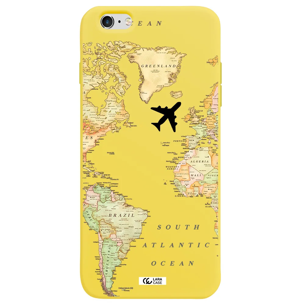 Travel Map Apple iPhone 6 plus Silicone canary yellow Case