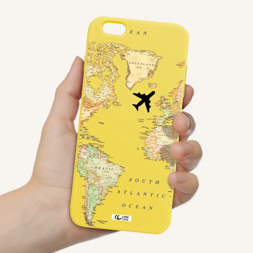 Travel Map Apple iPhone 6 plus Silicone canary yellow Case