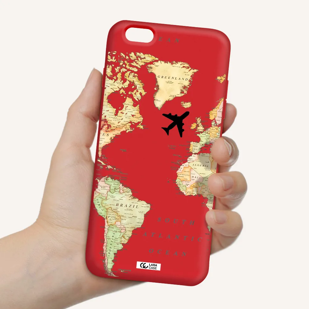 Travel Map Apple iPhone 6 plus Silicone Imperial Red Case