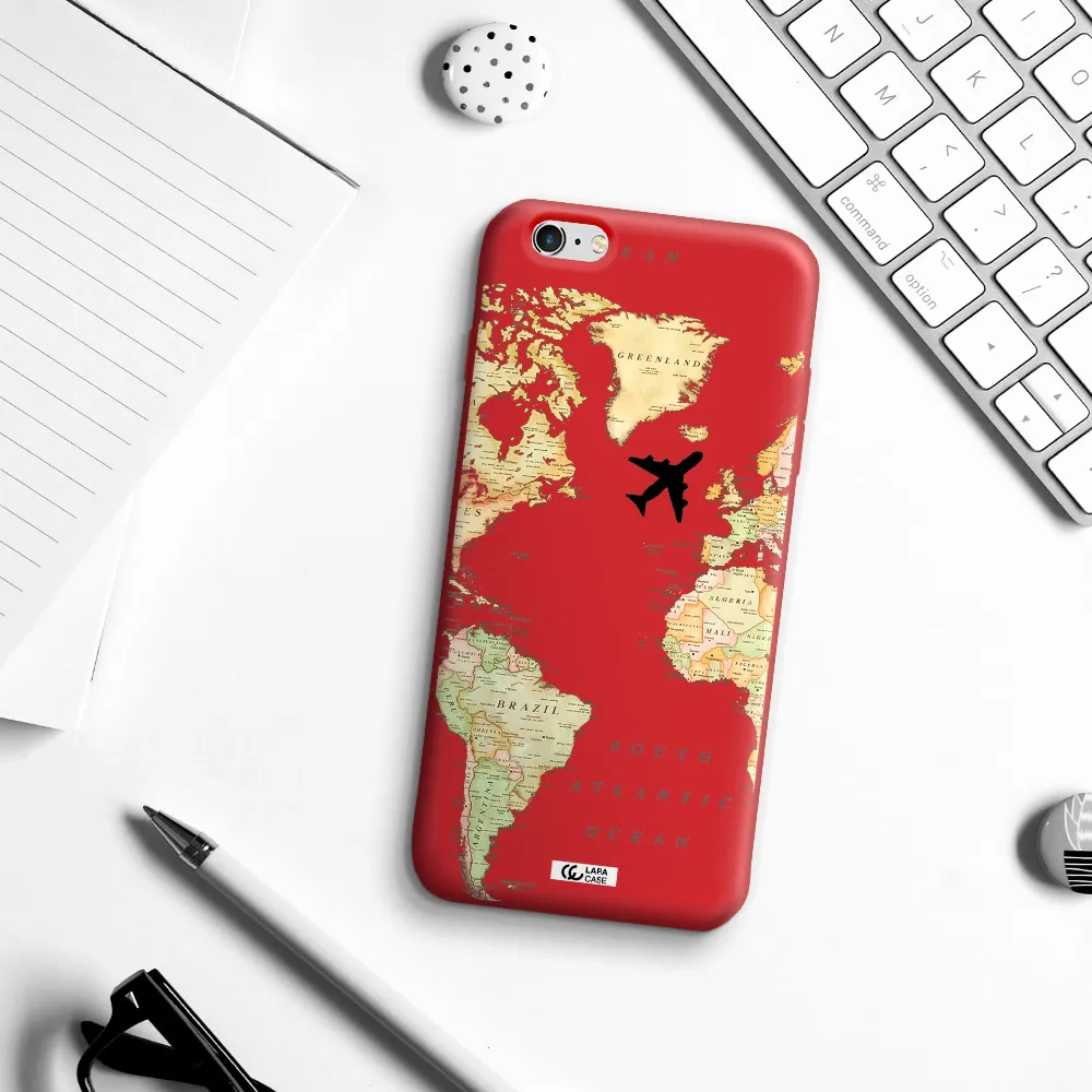 Travel Map Apple iPhone 6 plus Silicone Imperial Red Case