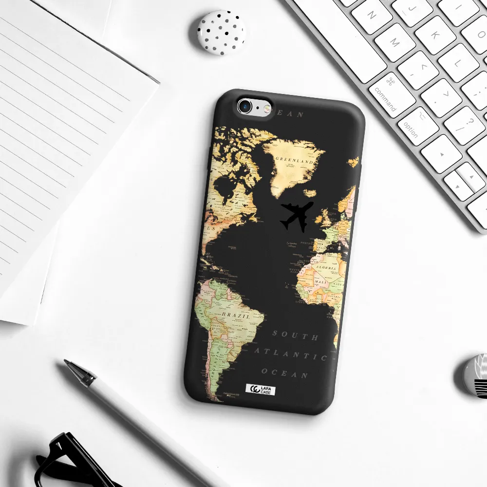 Travel Map Apple iPhone 6 s plus Silicone black Case