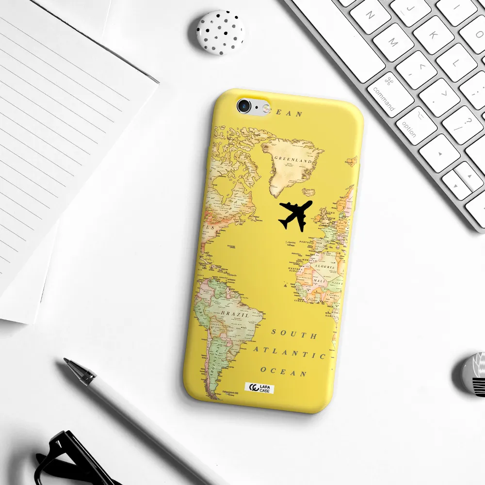 Travel Map Apple iPhone 6 s plus Silicone canary yellow Case