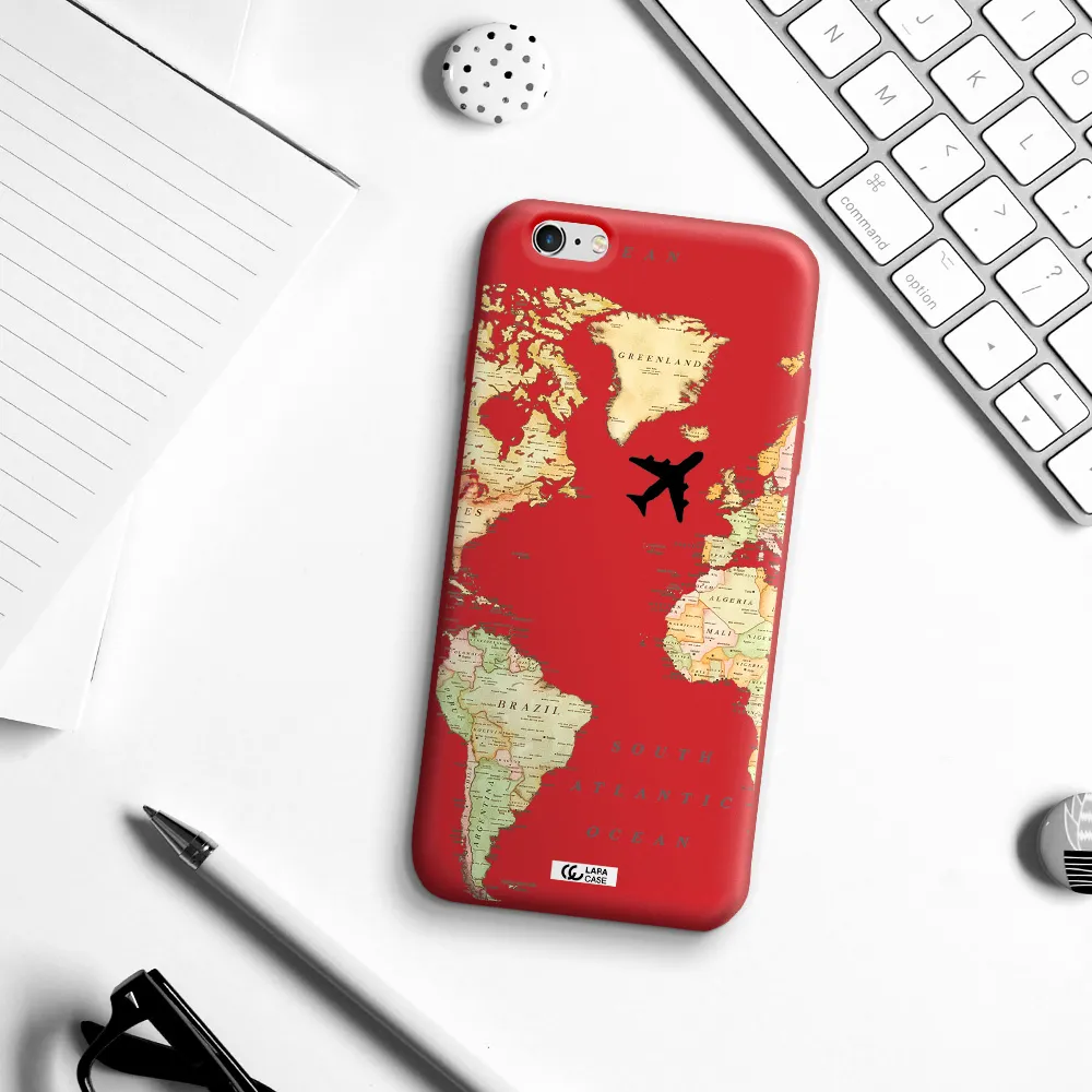 Travel Map Apple iPhone 6 s plus Silicone Imperial Red Case