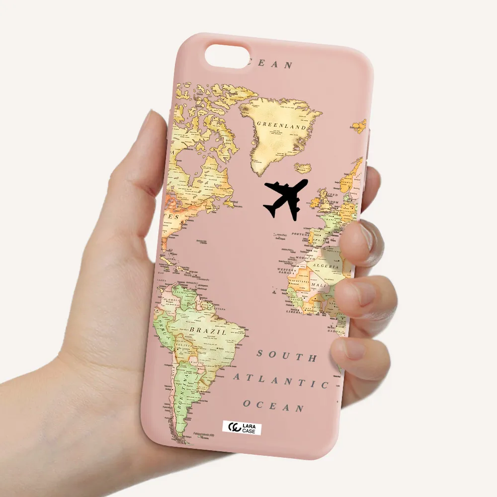 Travel Map Apple iPhone 6 s plus Silicone pastel pink Case