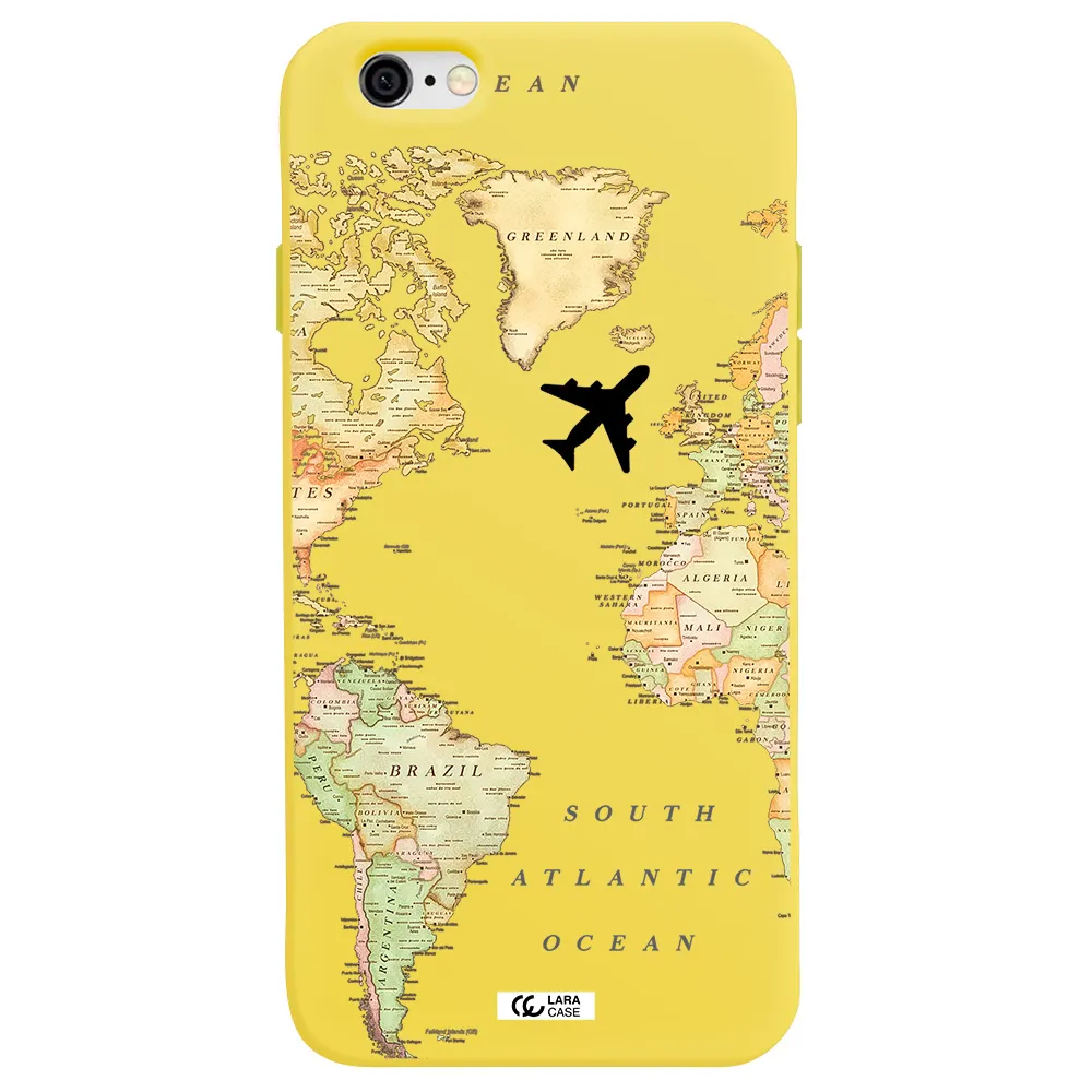 Travel Map Apple iPhone 6 Silicone canary yellow Case