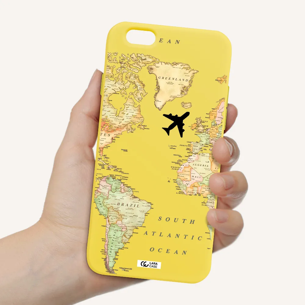 Travel Map Apple iPhone 6 Silicone canary yellow Case