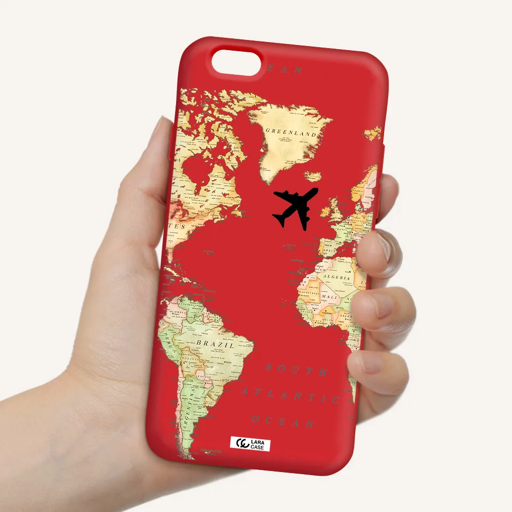 Travel Map Apple iPhone 6 Silicone Imperial Red Case
