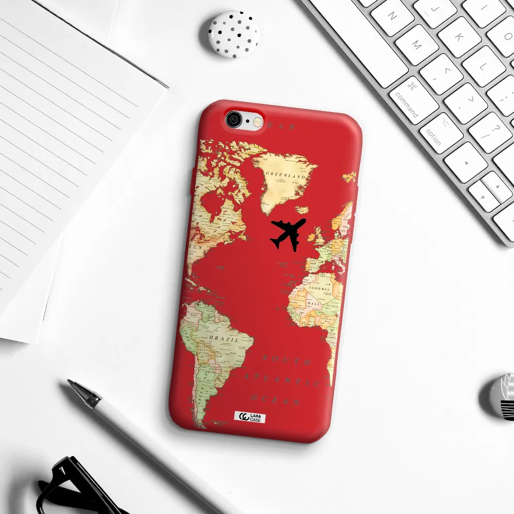 Travel Map Apple iPhone 6 Silicone Imperial Red Case