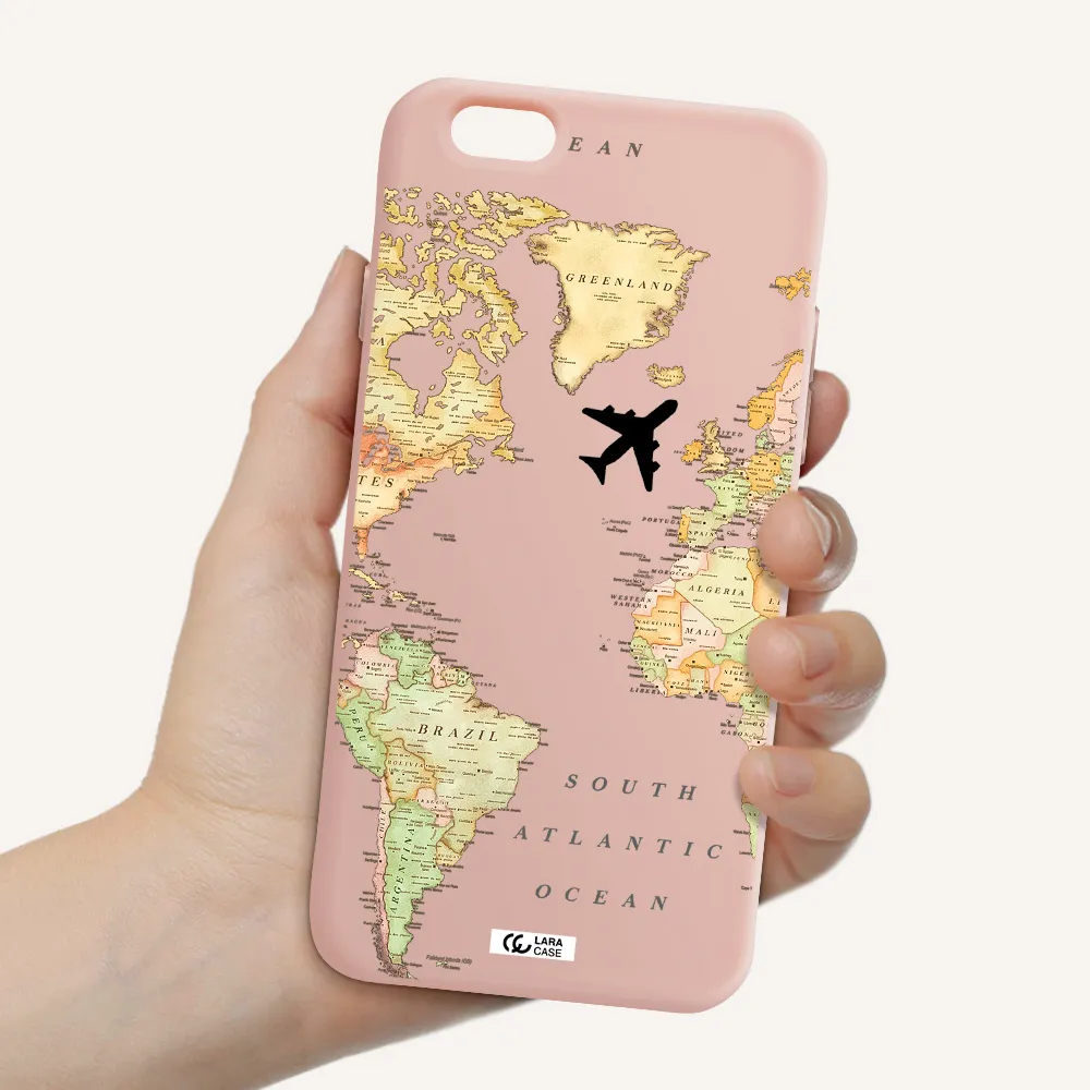 Travel Map Apple iPhone 6 Silicone pastel pink Case