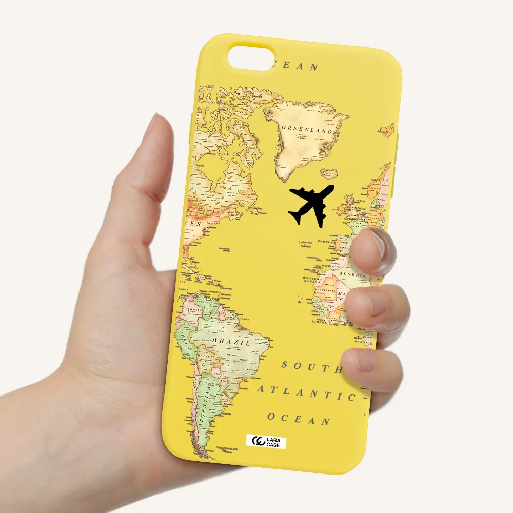 Travel Map Apple iPhone 6S Silicone canary yellow Case