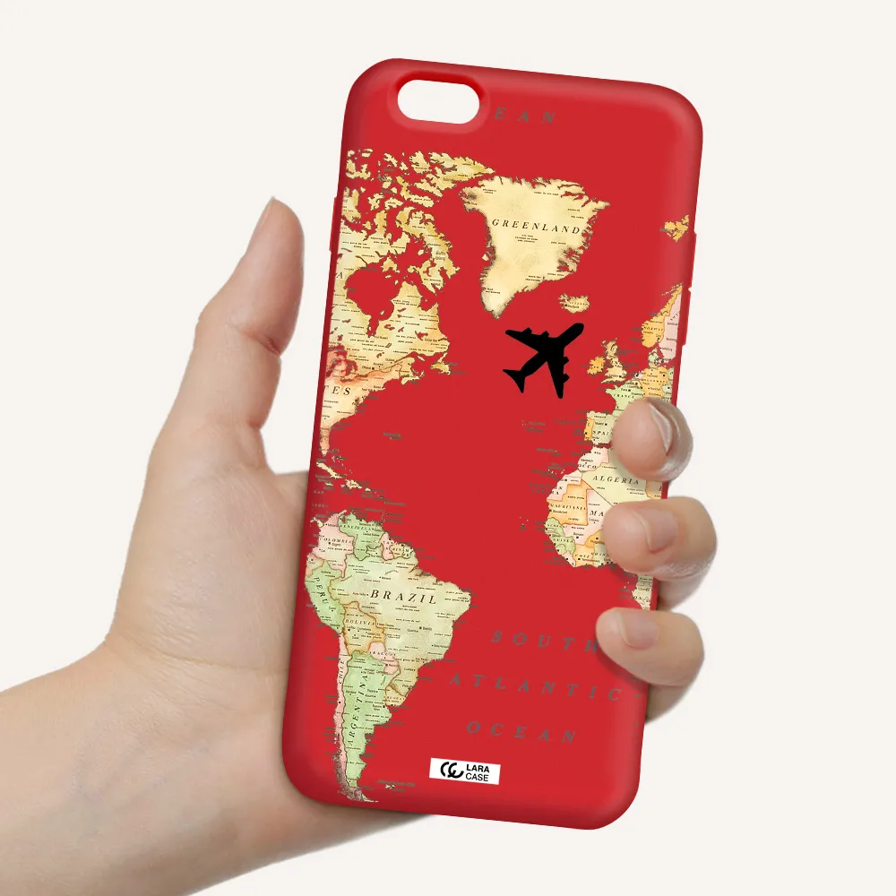 Travel Map Apple iPhone 6S Silicone Imperial Red Case