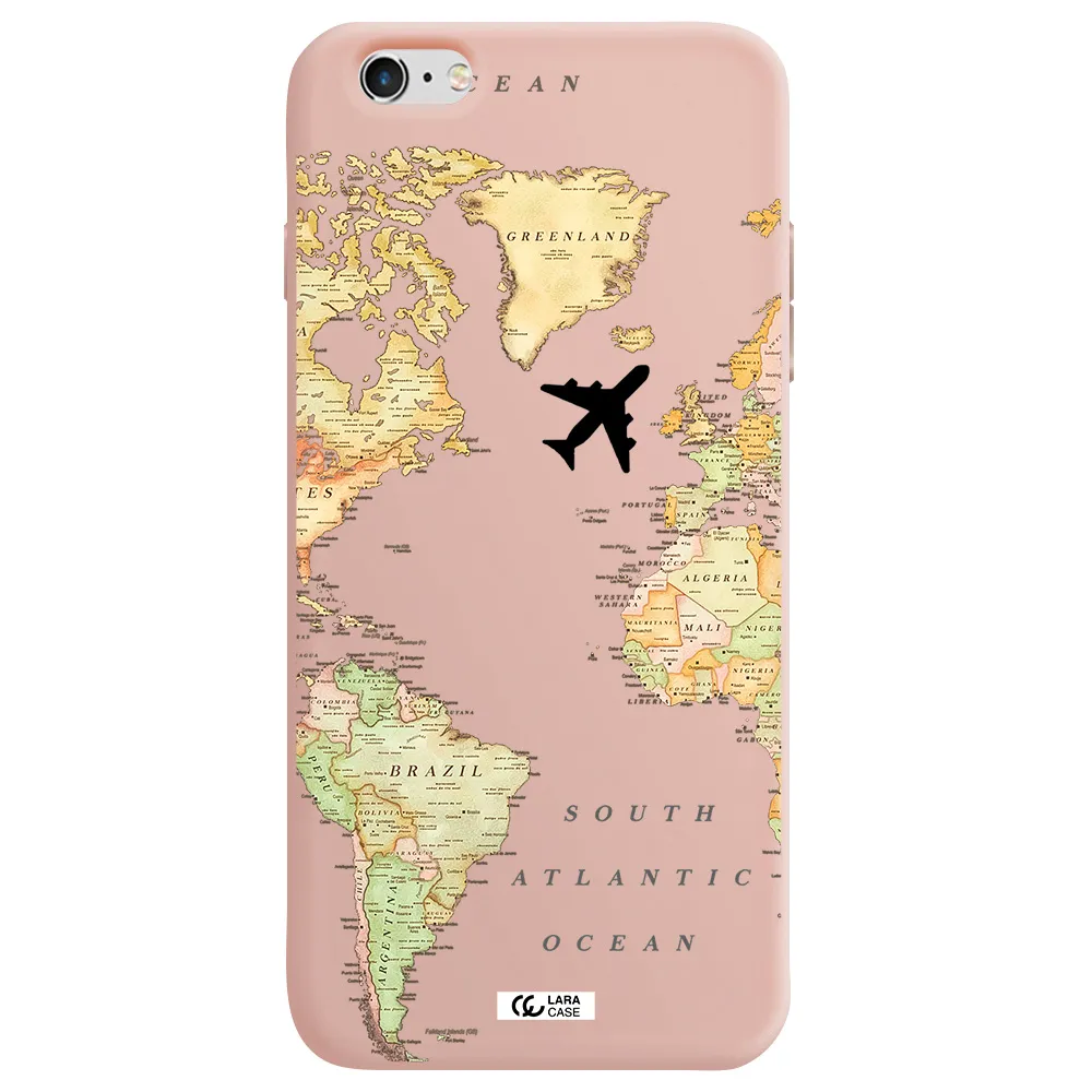 Travel Map Apple iPhone 6S Silicone pastel pink Case