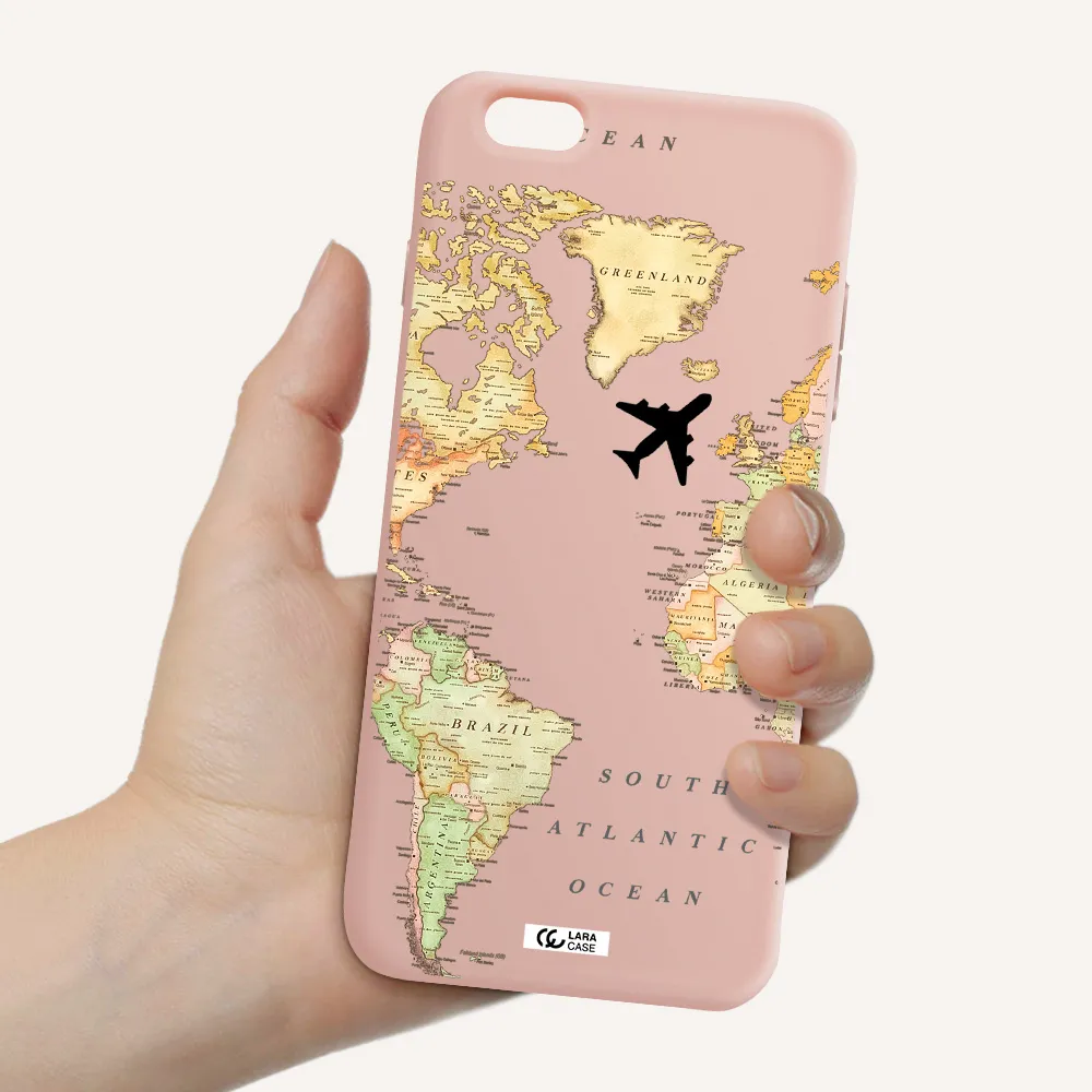 Travel Map Apple iPhone 6S Silicone pastel pink Case