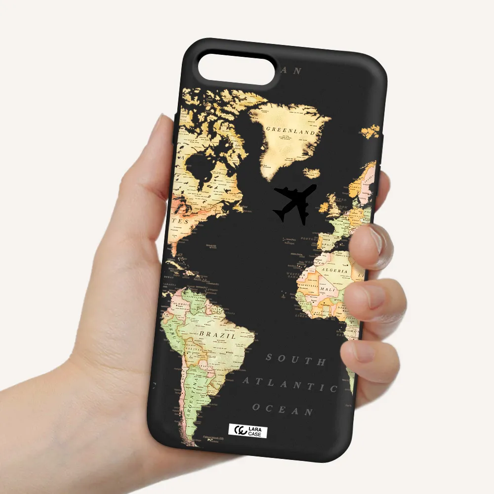 Travel Map Apple iPhone 7 plus Silicone black Case