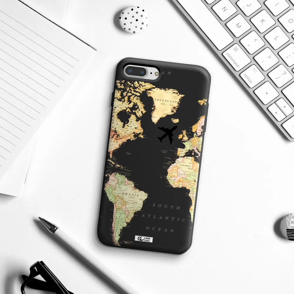 Travel Map Apple iPhone 7 plus Silicone black Case