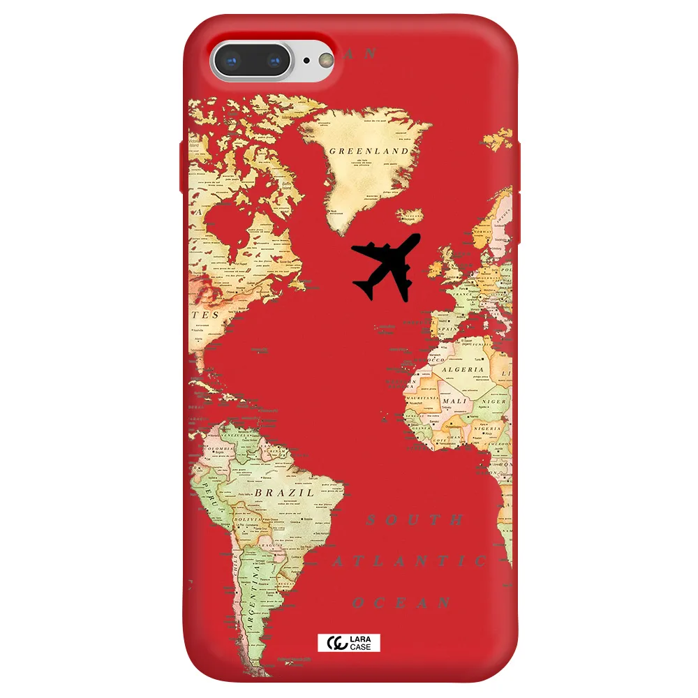 Travel Map Apple iPhone 7 plus Silicone Imperial Red Case