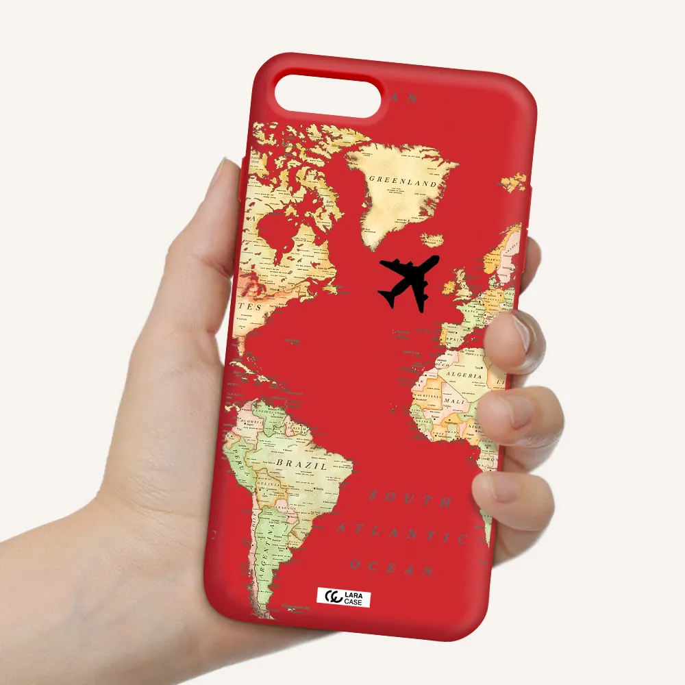 Travel Map Apple iPhone 7 plus Silicone Imperial Red Case