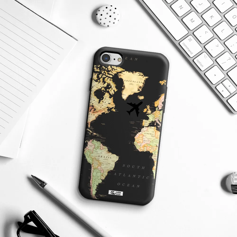 Travel Map Apple iPhone 7 Silicone black Case