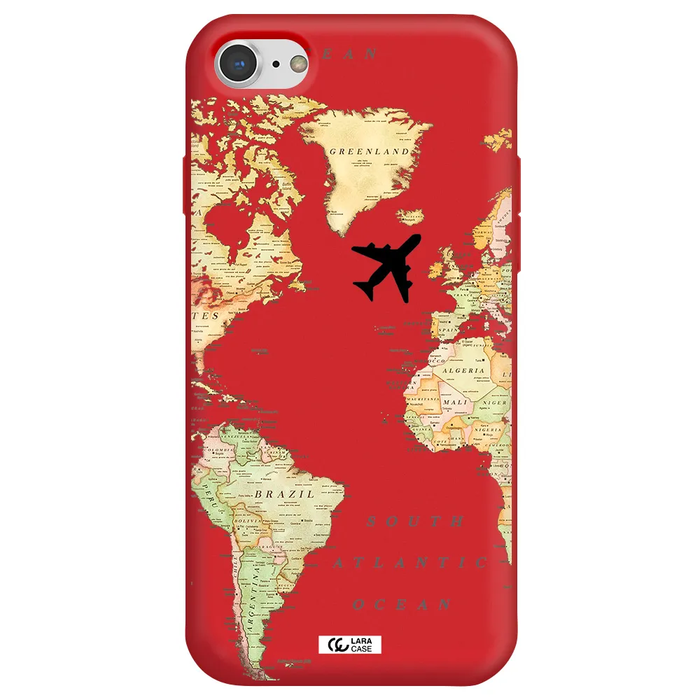 Travel Map Apple iPhone 7 Silicone Imperial Red Case
