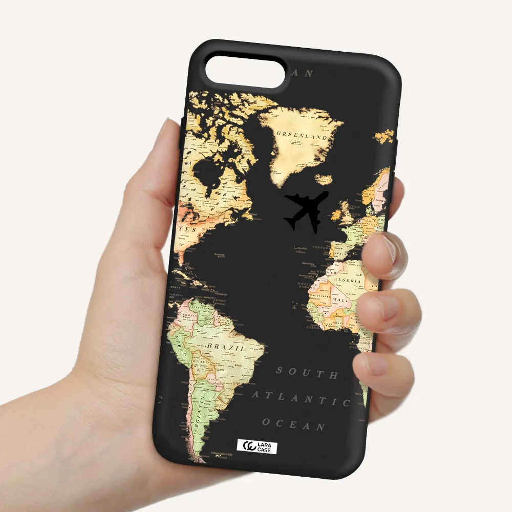 Travel Map Apple iPhone 8 plus Silicone black Case