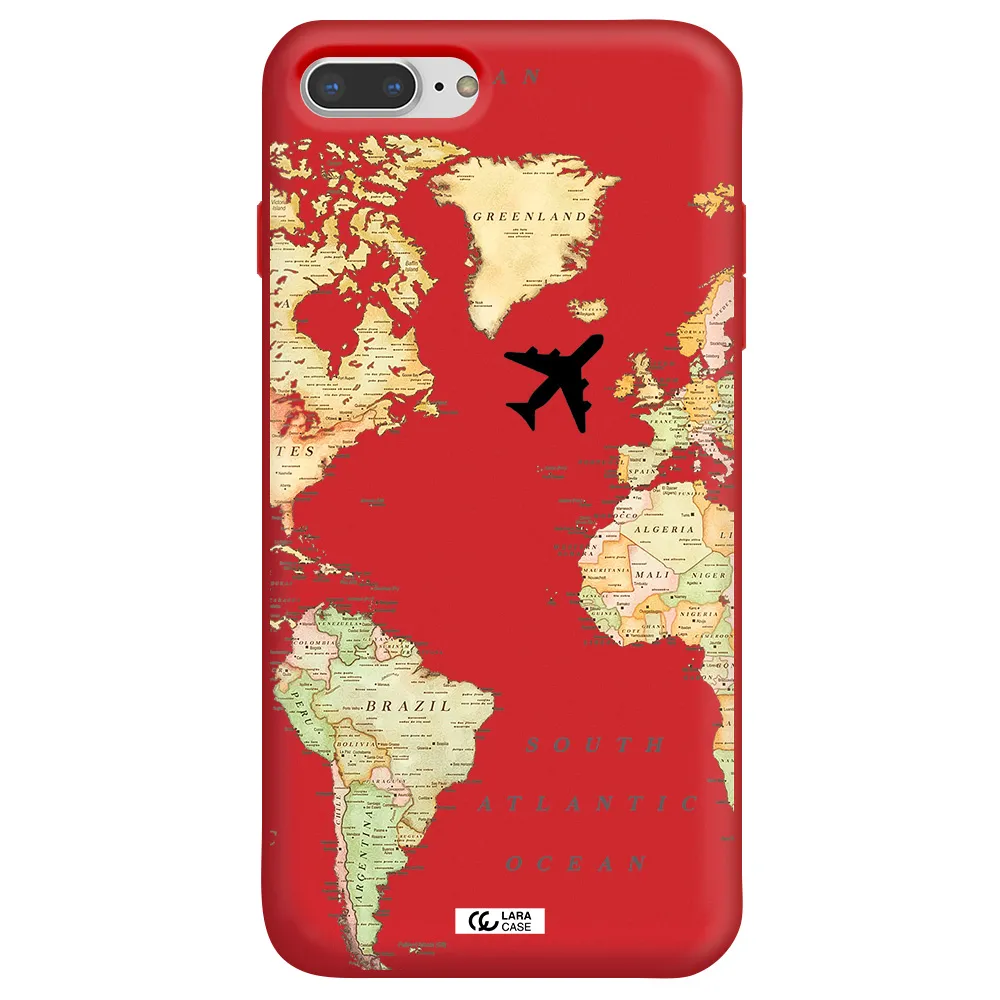 Travel Map Apple iPhone 8 plus Silicone Imperial Red Case