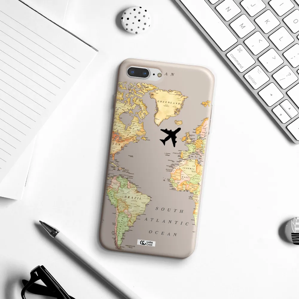 Travel Map Apple iPhone 8 plus Silicone Stone Case