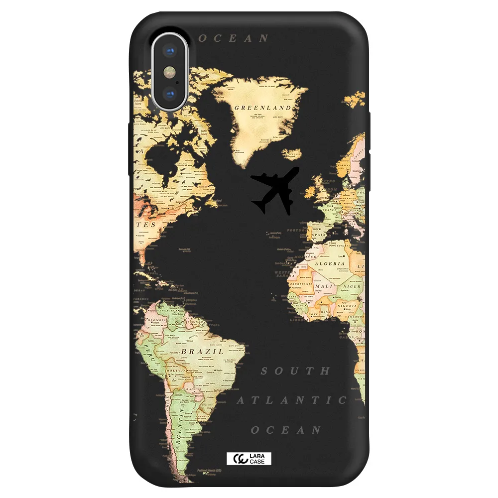 Travel Map Apple iPhone X Silicone black Case