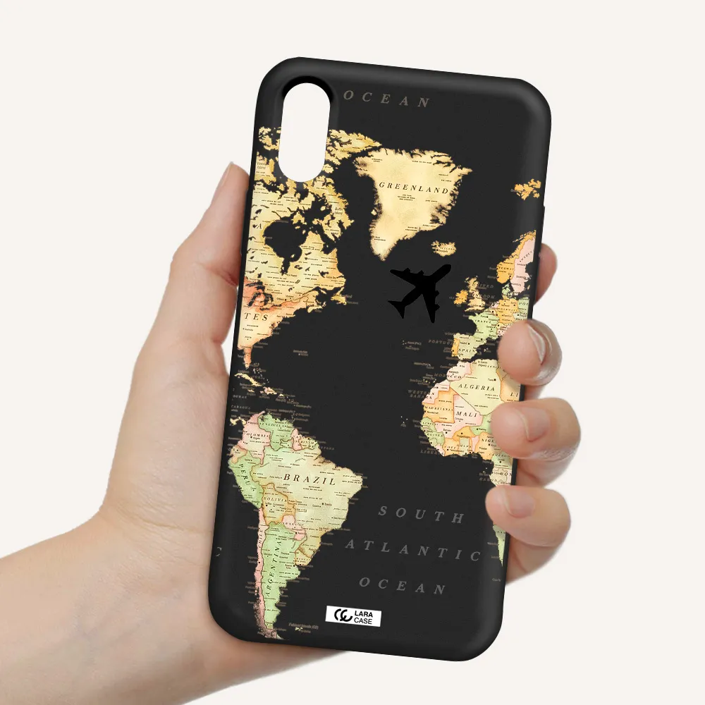 Travel Map Apple iPhone X Silicone black Case
