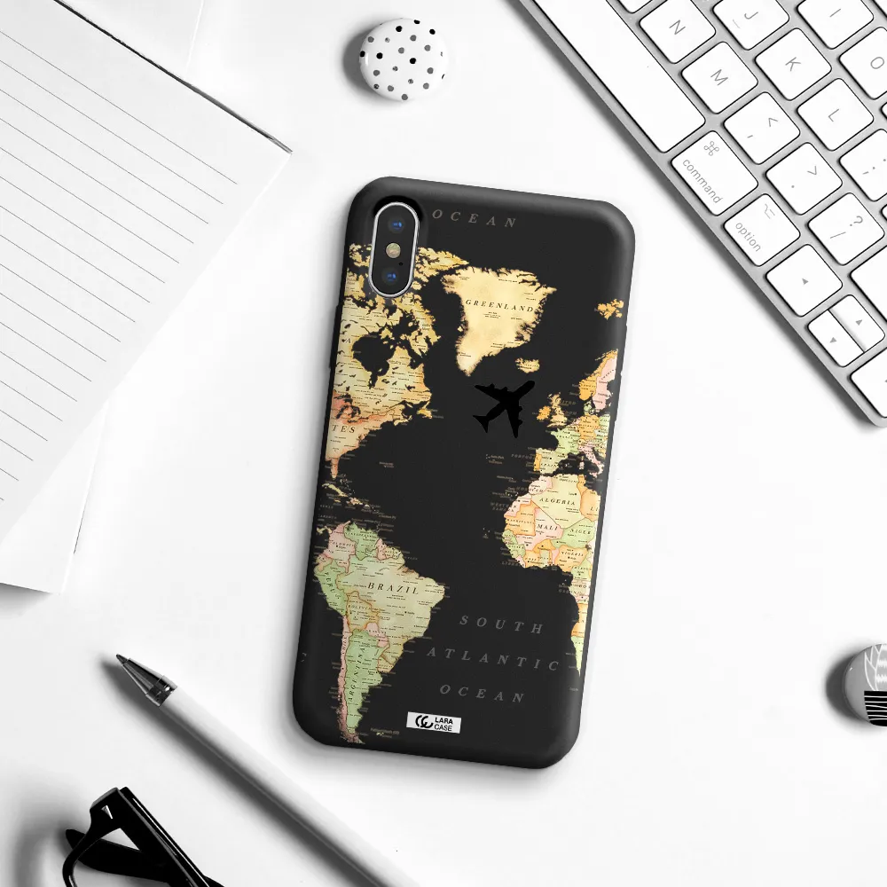 Travel Map Apple iPhone X Silicone black Case