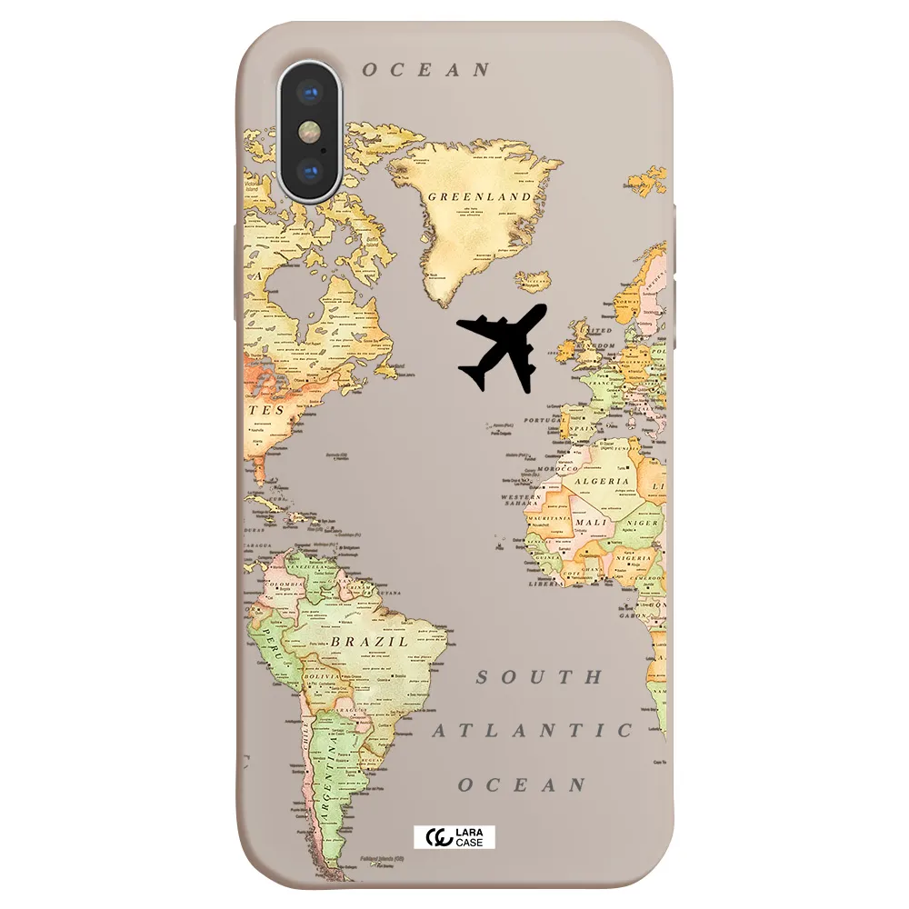 Travel Map Apple iPhone X Silicone Stone Case