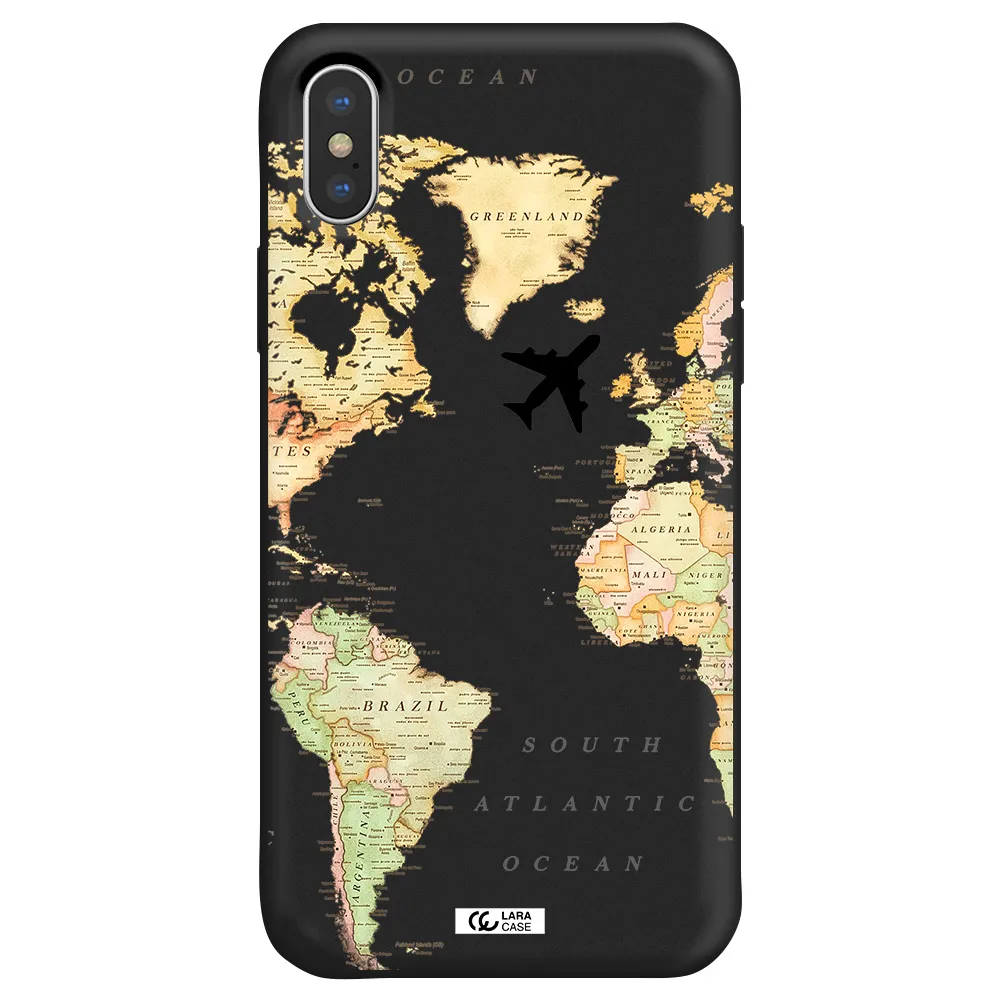 Travel Map Apple iPhone XS Silicone black Case