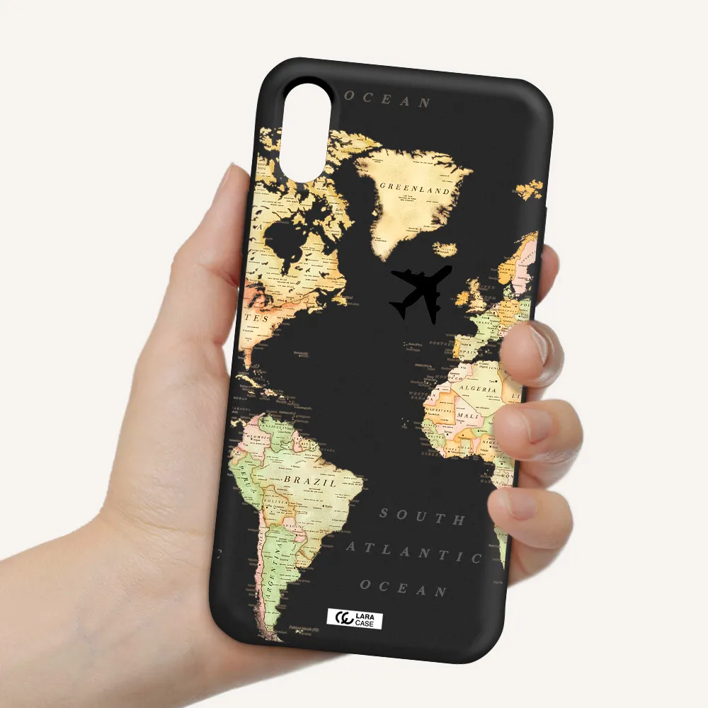 Travel Map Apple iPhone XS Silicone black Case
