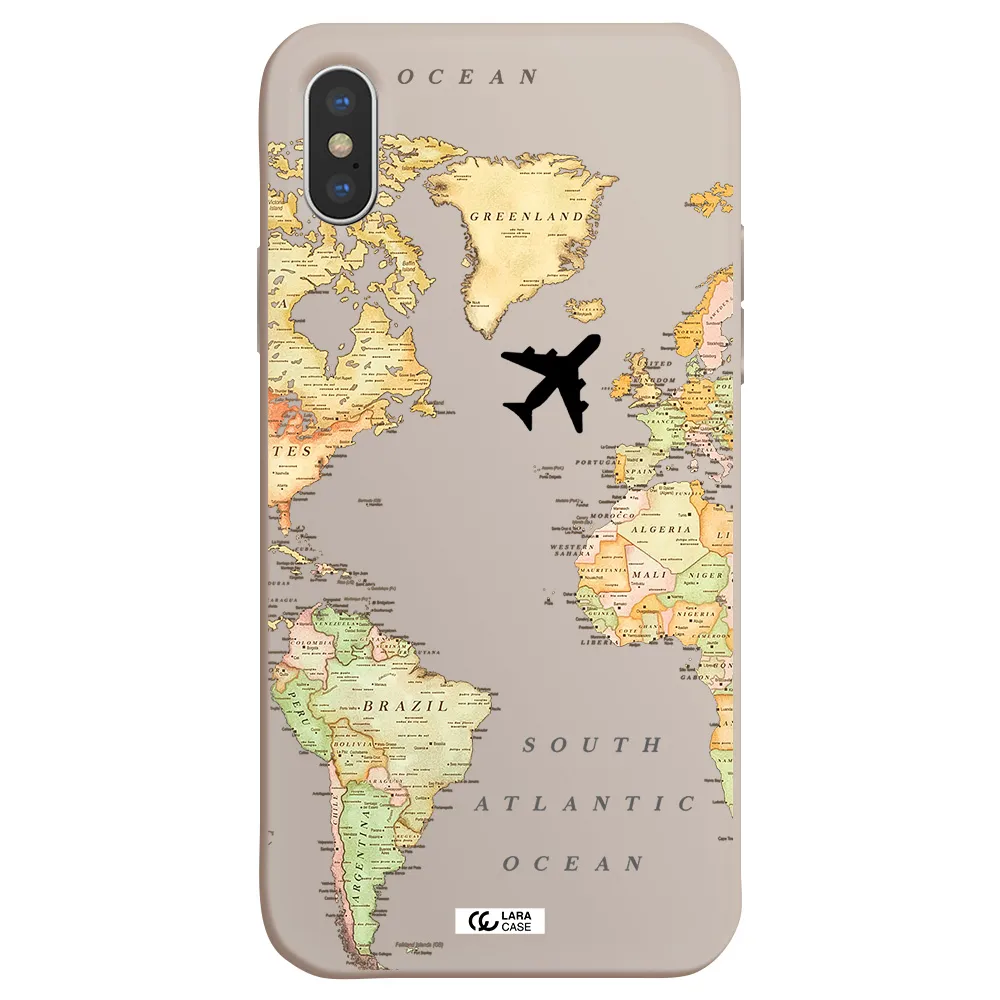Travel Map Apple iPhone XS Silicone Stone Case