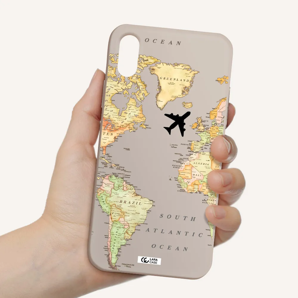 Travel Map Apple iPhone XS Silicone Stone Case