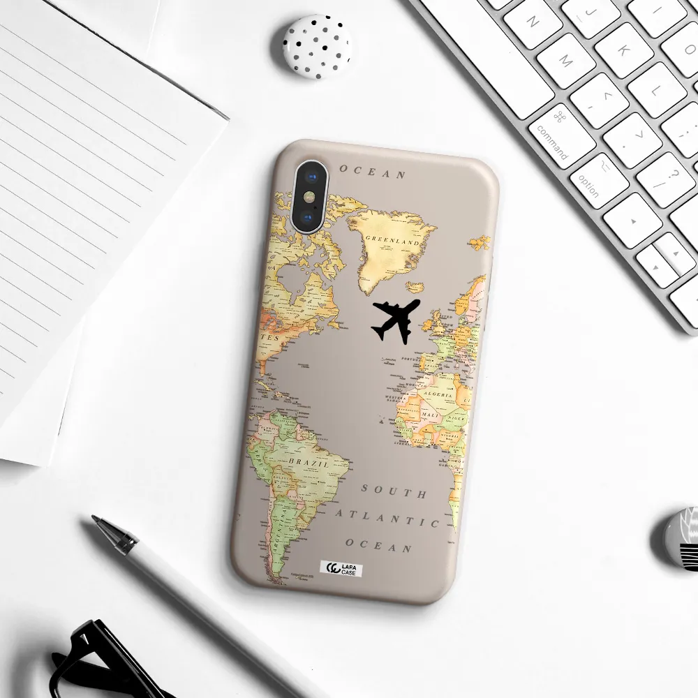 Travel Map Apple iPhone XS Silicone Stone Case