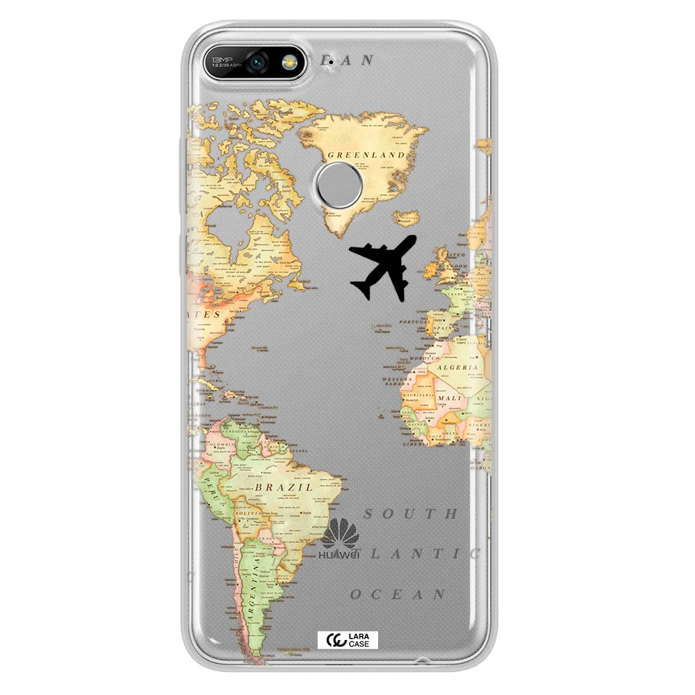Travel Map Huawei Y7 2018 Clear TPU Case