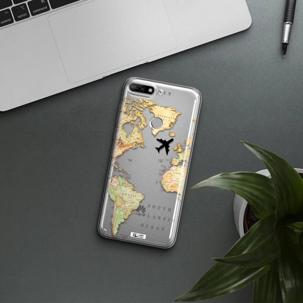 Travel Map Huawei Y7 2018 Clear TPU Case