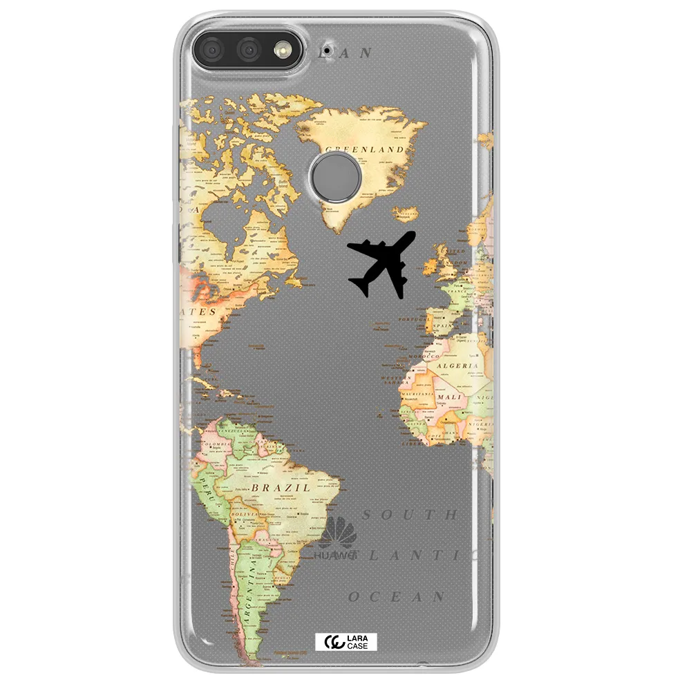 Travel Map Huawei Y7 Prime 2018 Clear TPU Case