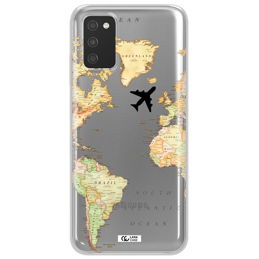 Travel Map Samsung A03S Clear TPU Case