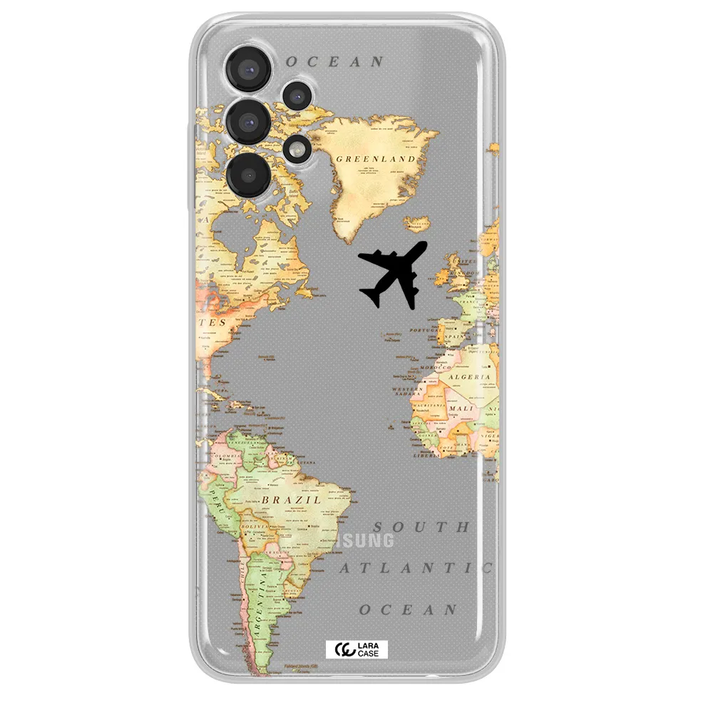 Travel Map Samsung A13 Clear TPU Case