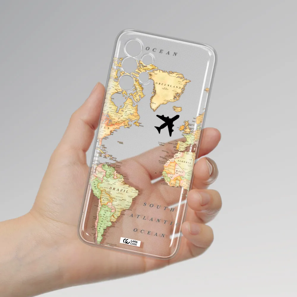 Travel Map Samsung A13 Clear TPU Case