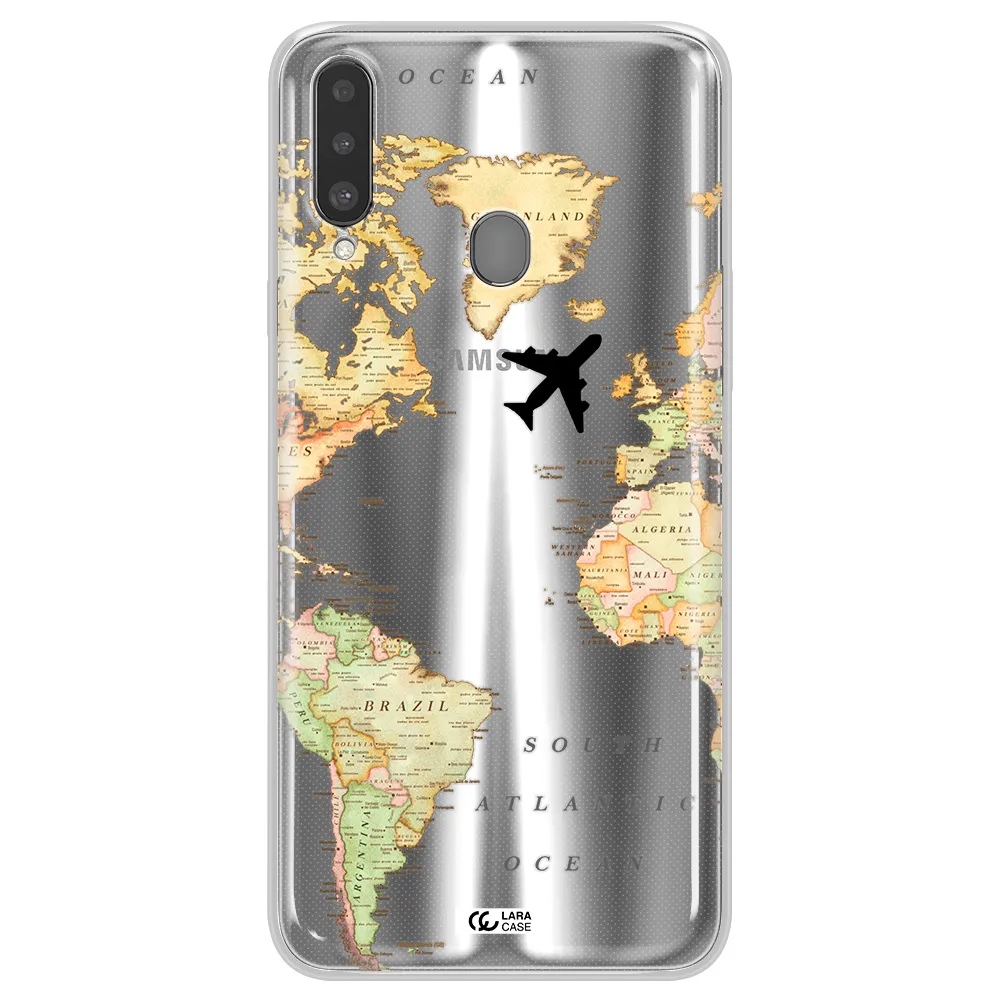 Travel Map Samsung A20S Clear TPU Case