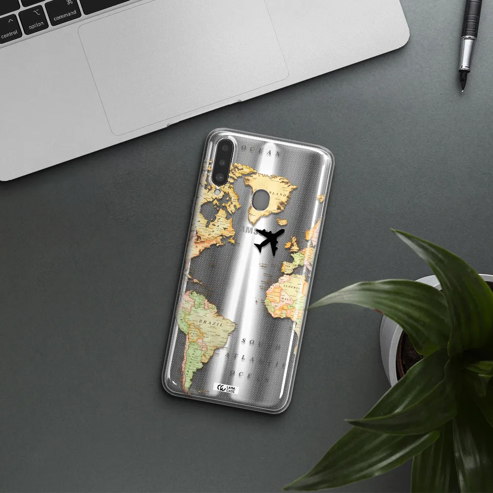 Travel Map Samsung A20S Clear TPU Case