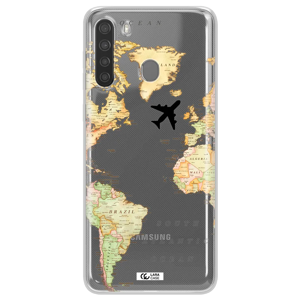 Travel Map Samsung A21 Clear TPU Case