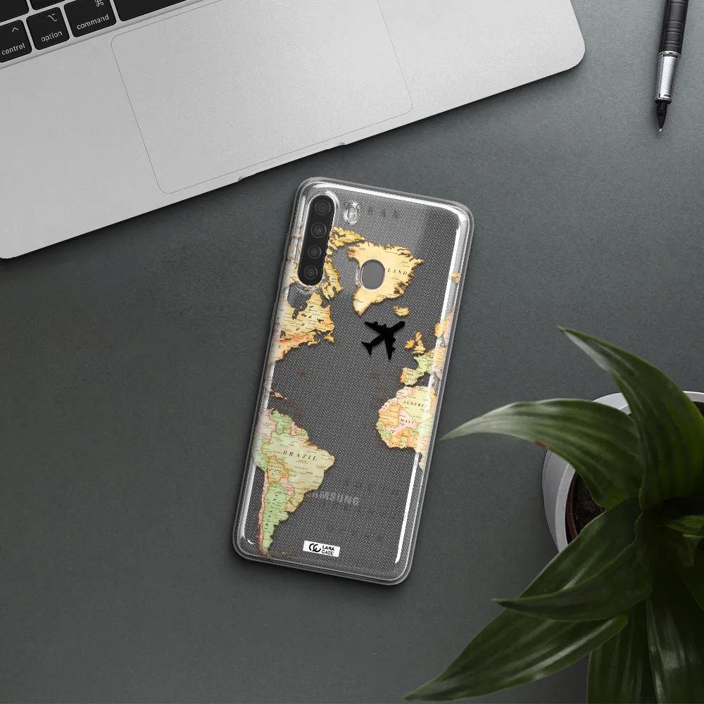 Travel Map Samsung A21 Clear TPU Case