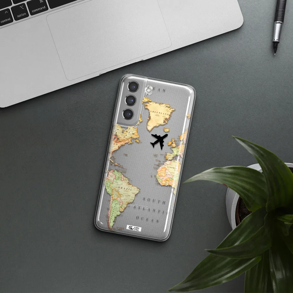 Travel Map Samsung A21 Fe Clear TPU Case