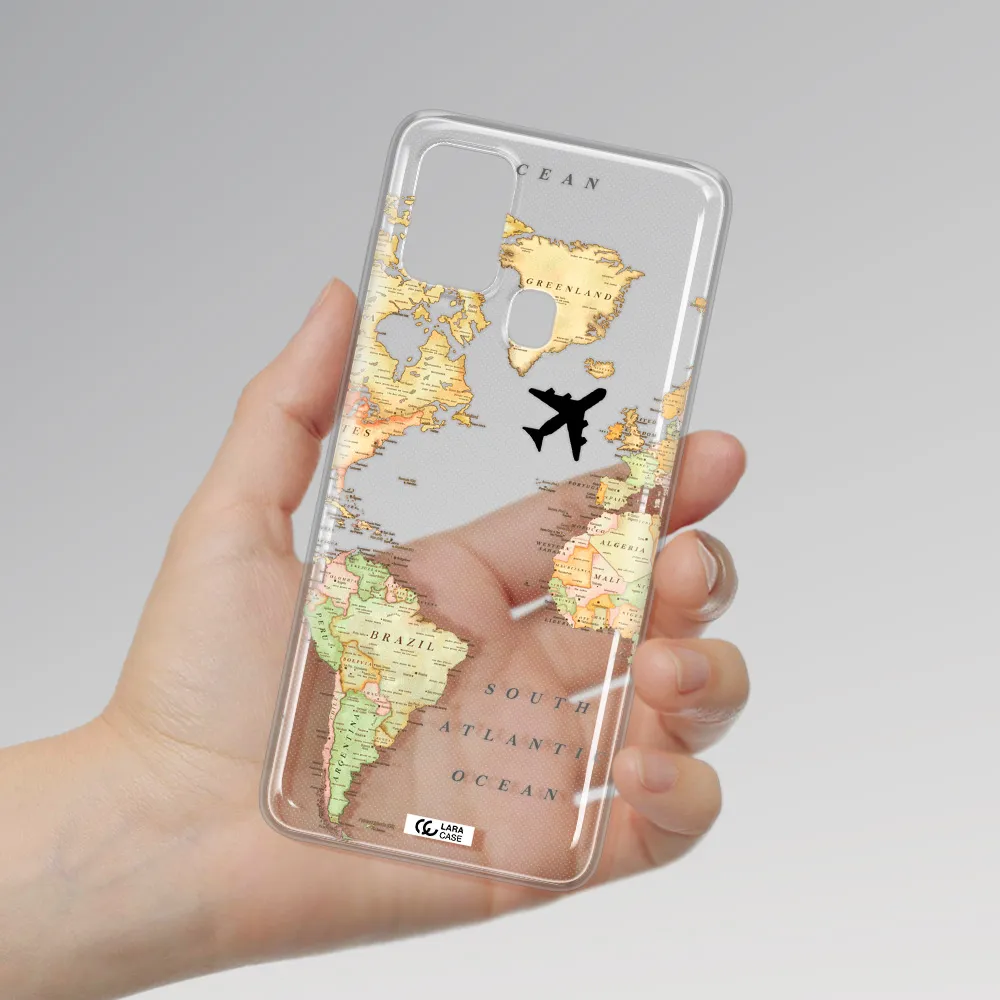 Travel Map Samsung A21S Clear TPU Case