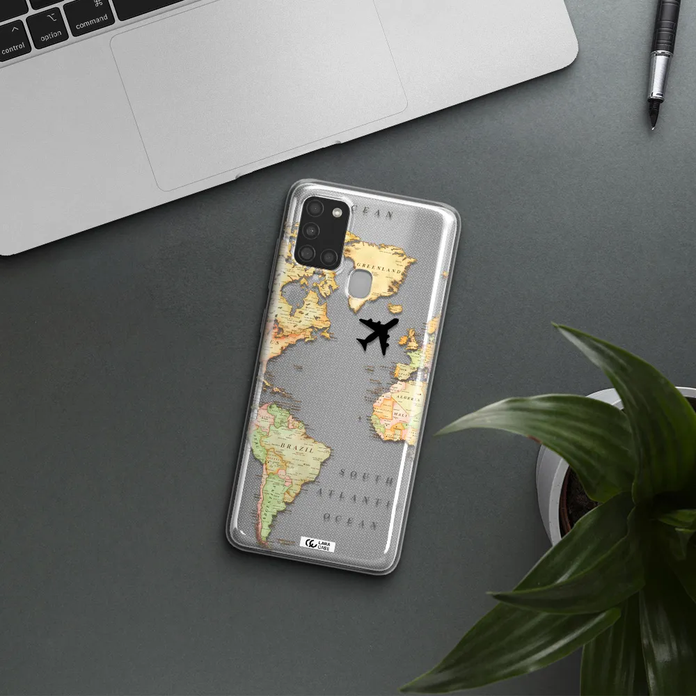 Travel Map Samsung A21S Clear TPU Case
