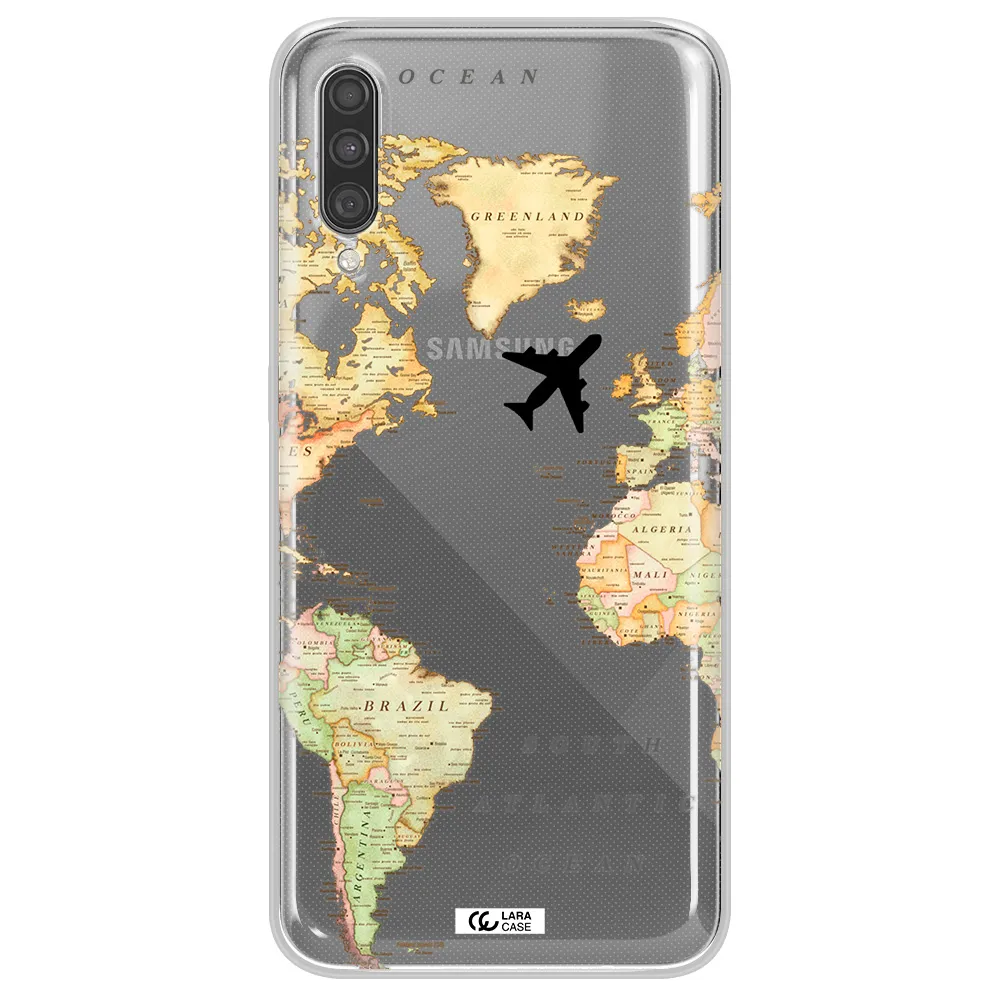 Travel Map Samsung A30S Clear TPU Case